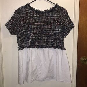 Zara tweed combo top